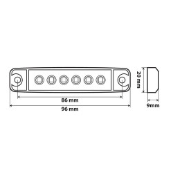 LAMPE PLATE ROUGE 6LED 12/24V R-18"