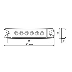 FEU D'ENCOMBREMENT BLANC PLAT 6LED 12/24V F-17"