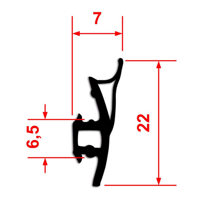 5 mt  Guarnizione nera A3350 - 22x7