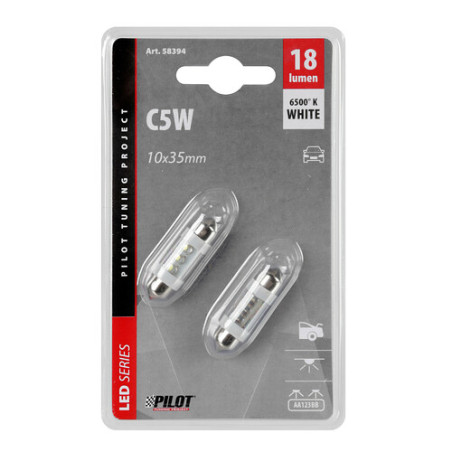 COPPIA LAMPADE SILURO 10x36 MM 3LED BIANCO