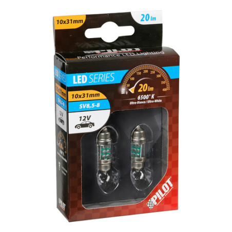 COPPIA LAMPADE LED SILURO 10x31 MM 3 6500K BIANCO 6500K