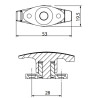 Tope de puerta ZADI alto negro estable, galce de 15 mm de alto