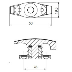 Tope puerta bajo estable negro ZADI 10 mm alto rebajado