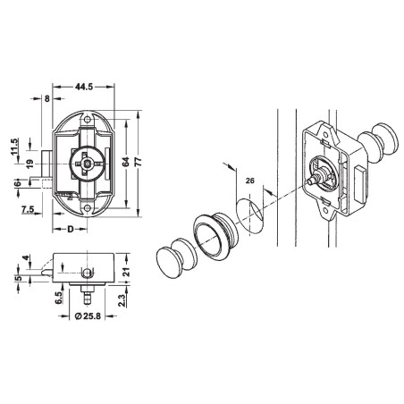 Push-lock ante unilaterale con fori marrone