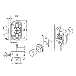 White bilateral bath push-lock