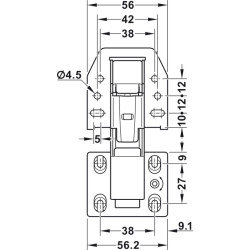 Bisagra amortiguada para puerta oscilobatiente 180°