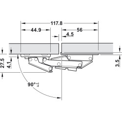 Bisagra amortiguada para puerta oscilobatiente 180°