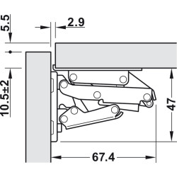 Bisagra amortiguada para puerta oscilobatiente 180°