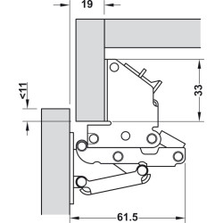 Bisagra para puerta oscilobatiente 90°