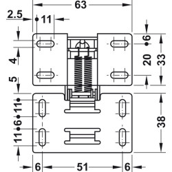 Bisagra amortiguada para puerta oscilobatiente 90°