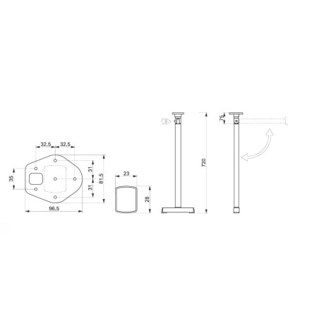 ASTRO 2 LEG klappbarer T-Fuß LIPPERT H720