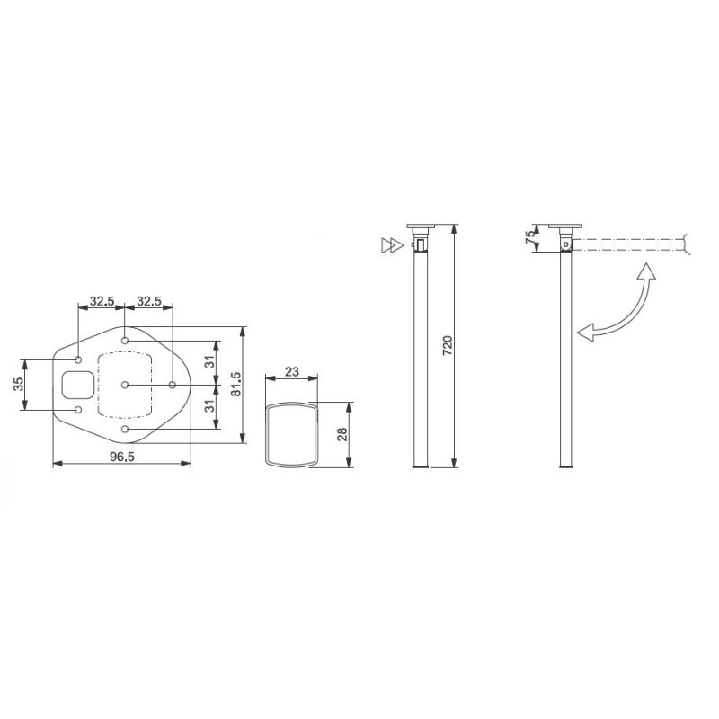 ASTRO 3 - LIPPERT folding LEG H720