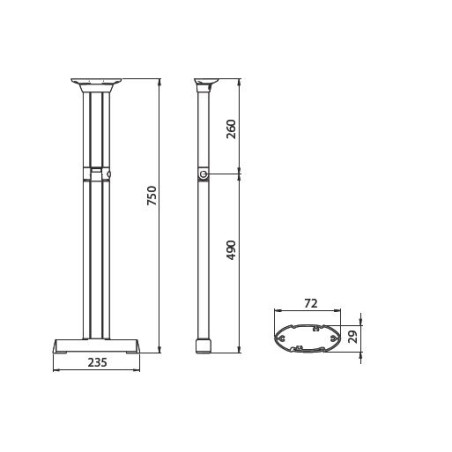 MOON 3 - LIPPERT pied en T pliant PIED H750