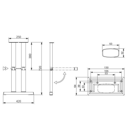 STAR 2 - Pie doble plegable LEG LIPPERT T 60x32 mm H720