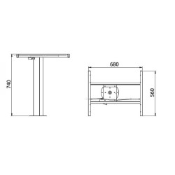 SOPORTE DE MESA 2 DIRECCIONES PLANET LIPPERT H740 mm