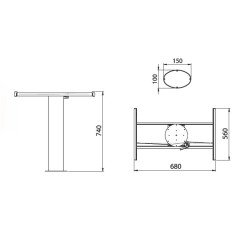 COSMO 3 - SUPPORTO TAVOLO LIPPERT H740 mm