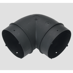 90 degree curve hot air x tube diameter 65 mm black color