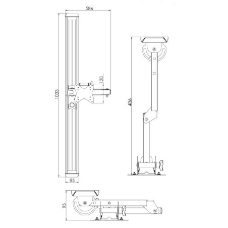 Porte LCD avec bras sur Profil coulissant 12483 / 210C / 10/000 trois adj
