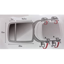 Rétroviseur supplémentaire à double lentille LAMPA pour le remorquage de caravanes/remorques