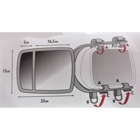LAMPA espejo adicional de doble lente para remolque de caravanas/remolques