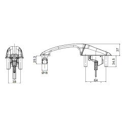 ZADI G18A124 Basic M1 Schlossgriff, schwarzer Ersatz ohne Schlüssel