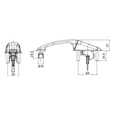 ZADI G18A124 Maniglia serratura Basic M1 nera ricambio senza chiavi