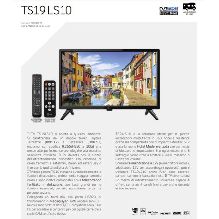 TV PALCO LED 19 TeleSystem Senza DVD 12V"