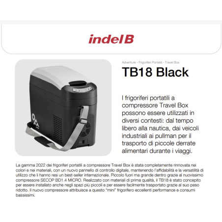 REFRIGERADOR PORTÁTIL TB18 18L 12/24V INDELB (hasta -18°C)