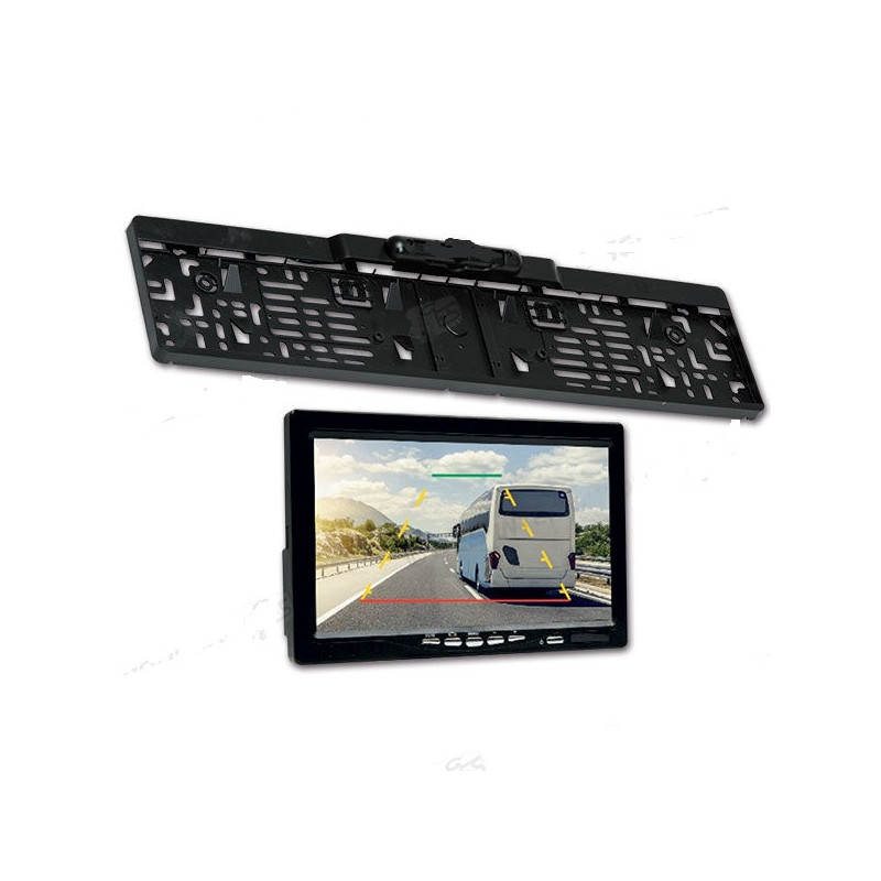 License plate holder kit with rear view camera and 7" monitor