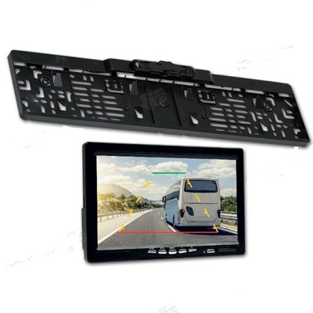 License plate holder kit with rear view camera and 7" monitor