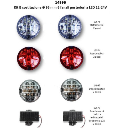 Kit B diámetro 95 mm recambio de 6 pilotos traseros LED 12-24V