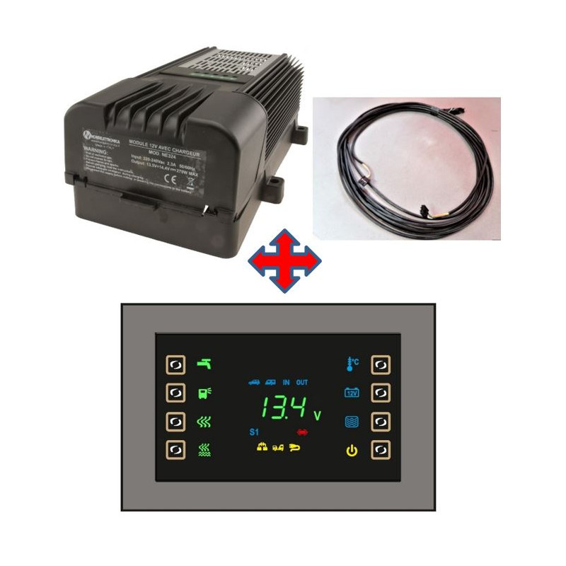 Pack cargador NE324TVDL + panel NE274TVDL + cable NORDELETTRONIC