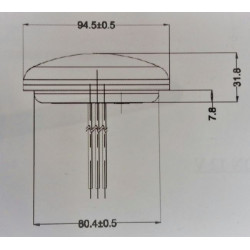 Transparent LED retrom light 12-24V Ø95 mm superseal connector