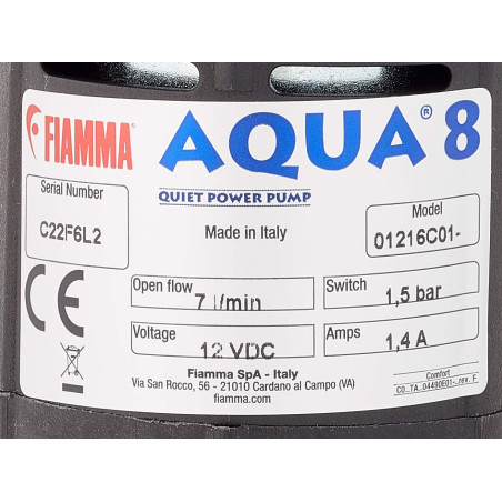 Pumpe FIAMMA AQUA 8 12V - 7L - ‎01216C01‐