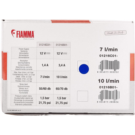 Pompe FIAMMA AQUA 8 12V - 7L - ‎01216C01‐