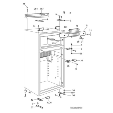 Bloccaggio intermedio porta Dometic  RM4505 - 6505- 7505 - 293239802
