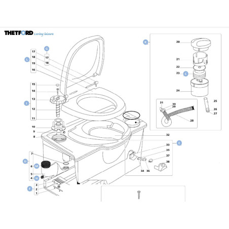 Flushing mechanism for C2 / C3 / C4 THETFORD 2029162 WEISS