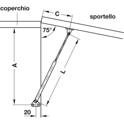 Supporto telescopico 250 mm x ante a ribalta acciaio