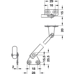 Supporto telescopico 150 mm acciaio x ante a ribalta legno