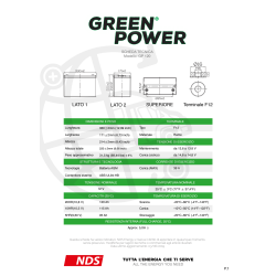 Batería de servicios GP120 NDS GREENPOWER AGM