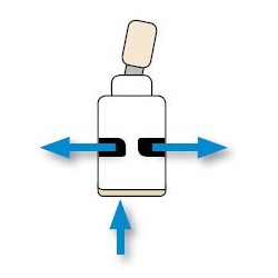 ABS cartridge Ø25mm 2 noses with straight lever and feet