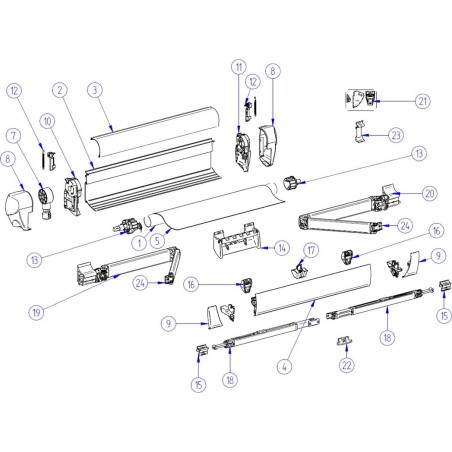 Assieme chiusura sicurezza per 5002-3 THULE DX-SX - 1500601237