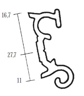 Window upper hook profile for F48 Roxite 2 meters