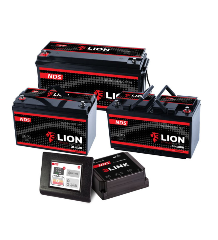 KIT 3LION - Batería 12V-100Ah LiFePo4 con 100A + 3LINK BMS y display