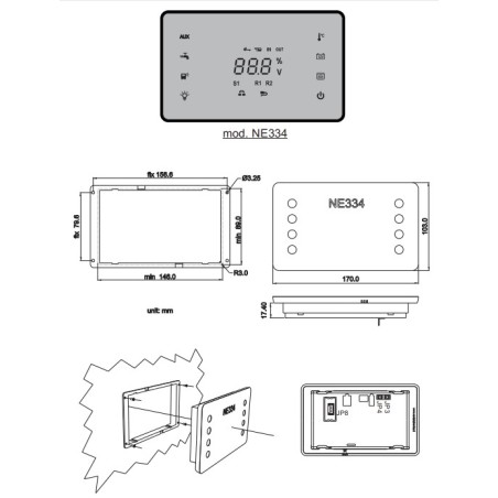 1350.334.01 - Panel de control de vidrio NE334 - TRIGANO