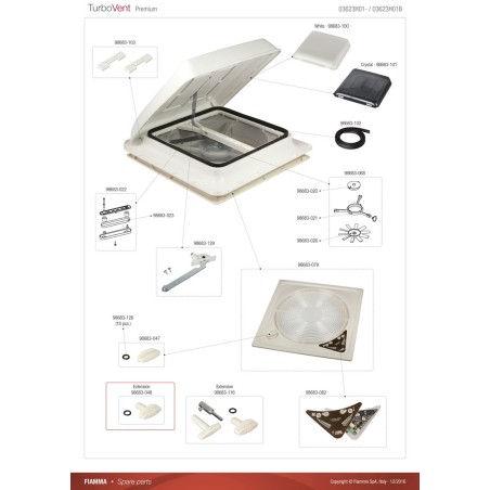 Maniglia lunga 45-60 avorio per Turbo-Vent Ivory 98683W048