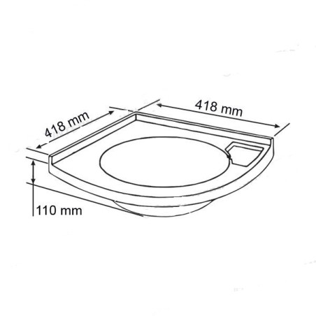 Lavandino per bagno ad angolo 41.8 x 41.8 x H 13 cm - misura diagonale 49 cm - bianco