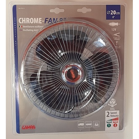 VENTILADOR CROMADO "12 V MANGO OSCILANTE"