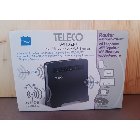 Router TELECO WLT24EX2 Dual SIM 4G con puente wifi y cable mechero de cigarrillos de 12 Vdc