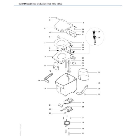 VALVOLA A SCORRIMENTO SLIDE EZ - ALBERO CORTO CON MANIGLIA A DUE MORSETTI - VALVE W/HANDLE 2H - THETFORD 36873 - 35770